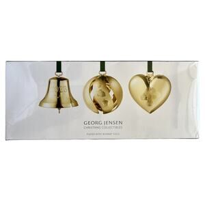 Georg Jensen Christmas Collectibles 2023 Bell Ball Heart 18k Gold Plated New